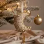 Christmas garlands and baubles - Sparkling handcrafted gold christmas crescent moon ornament - I WAS A SARI