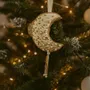 Christmas garlands and baubles - Sparkling handcrafted gold christmas crescent moon ornament - I WAS A SARI