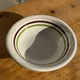 Platter and bowls - Small white Italy earthenware salad bowl with brown green orange borde - OFFICE OBJETS