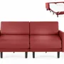 Armchairs - French 2-Seater Sofa Bed ROLLER DUO 140 LARGE removable armrests : Colors - LEATHER - Grey 0819 - LIKOOLIS