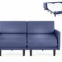 Armchairs - French 2-seater sofa bed ROLLER DUO 140 LARGE removable armrests: Colors - LEATHER - Blue 0857 - LIKOOLIS