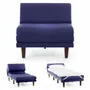 Fauteuils - Fauteuil lit Français 1 Place PACHA 80 SMALL sans accoudoirs : Coloris - Cuir-artificiel / MARINE - Combi - BLEU FONCé - LIKOOLIS