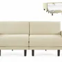 Armchairs - French sofa bed 2/3 seater ROLLER DUO 160 LARGE removable armrests : Colour - Fabric / CASE - Filo - Marfil - LIKOOLIS