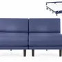 Armchairs - French 2/3 Seater Sofa Bed ROLLER DUO 160 SMALL without armrests : Colors - LEATHER - Blue 0857 - LIKOOLIS