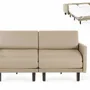 Armchairs - French 2-Seater Sofa Bed ROLLER DUO 140 LARGE removable armrests : Colour - LEATHER - Putty Beige 0809 - LIKOOLIS