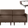 Armchairs - French sofa bed 2/3 seater PACHA DUO 140 LARGE removable armrests : Colour - LEATHER - Taupe brown 0813 - LIKOOLIS
