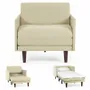 Armchairs - PACHA 80 MEDIUM 1-seater French armchair bed with removable armrests : Colour - Fabric / SHELL - Filo - Marfil - LIKOOLIS