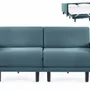 Armchairs - French 2-seater sofa bed ROLLER DUO 140 LARGE removable armrests: Colour - Fabric / AQUAMA GREEN - Filo - Green - LIKOOLIS