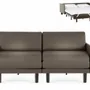 Armchairs - French 2-seater sofa bed ROLLER DUO 160 MEDIUM removable armrests : Colour - LEATHER - Grey 0819 - LIKOOLIS