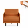 Armchairs - 1-seater French armchair bed ROLLER 80 MEDIUM removable armrests : Colour - LEATHER - Orange 0837 - LIKOOLIS