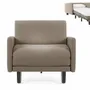 Armchairs - 1-seater French armchair bed ROLLER 80 LARGE removable armrests: Colour - LEATHER - Grey 0819 - LIKOOLIS