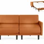 Armchairs - French 2-seater sofa bed ROLLER DUO 140 LARGE removable armrests : Colors - LEATHER - Orange 0837 - LIKOOLIS
