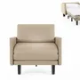 Armchairs - French 1-seater armchair bed ROLLER 80 LARGE removable armrests : Colour - LEATHER - Putty Beige 0809 - LIKOOLIS