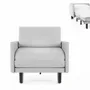 Fauteuils - Fauteuil lit Français 1 Place ROLLER 80 LARGE accoudoirs amovibles : Coloris - Cuir-artificiel / GRIS CLAIR - COMBI - PIERRE - LIKOOLIS