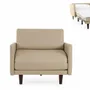 Fauteuils - Fauteuil lit Français 1 Place PACHA 80 LARGE accoudoirs amovibles : Coloris - CUIR - Beige Mastic 0809 - LIKOOLIS