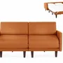 Fauteuils - Canapé lit Français 2/3places PACHA DUO 140 LARGE accoudoirs amovibles : Coloris - CUIR - Orange 0837 - LIKOOLIS