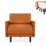Armchairs - 1-seater French armchair bed ROLLER 80 LARGE removable armrests : Colour - LEATHER - Orange 0837 - LIKOOLIS