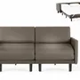 Armchairs - French sofa bed 2/3 seater ROLLER DUO 160 LARGE removable armrests : Colour - LEATHER - Grey 0819 - LIKOOLIS