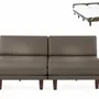 Armchairs - PACHA DUO 140 SMALL 2-seater French sofa bed without armrests: Colour - LEATHER - Grey 0819 - LIKOOLIS