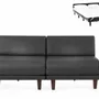 Armchairs - PACHA DUO 140 SMALL 2-seater French sofa bed without armrests: Colour - LEATHER - Grey 0819 - LIKOOLIS