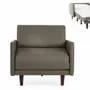 Armchairs - PACHA 80 LARGE 1-seater French armchair bed with removable armrests: Colour - LEATHER - Grey 0819 - LIKOOLIS