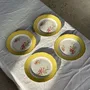 Everyday plates - Set of 4 small antique dessert plates with yellow rim D18 - OFFICE OBJETS