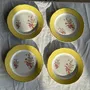 Everyday plates - Set of 4 small antique dessert plates with yellow rim D18 - OFFICE OBJETS