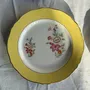 Everyday plates - Set of 4 small antique dessert plates with yellow rim D18 - OFFICE OBJETS