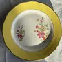 Everyday plates - Set of 4 small antique dessert plates with yellow rim D18 - OFFICE OBJETS