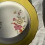 Everyday plates - Set of 4 small antique dessert plates with yellow rim D18 - OFFICE OBJETS