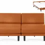 Fauteuils - Canapé lit Français 2 Places ROLLER DUO 140 SMALL sans accoudoirs : Coloris - CUIR - Orange 0837 - LIKOOLIS