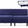 Fauteuils - Canapé lit Français 2/3 Places ROLLER DUO 160 SMALL sans accoudoirs : Coloris - Tissu / BLEU MARINE - Filo - Blue - LIKOOLIS