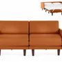 Armchairs - PACHA DUO 140 MEDIUM 2-seater French sofa bed with removable armrests: Colour - LEATHER - Orange 0837 - LIKOOLIS
