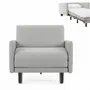 Armchairs - 1-seater French armchair bed ROLLER 70 LARGE removable armrests : Colour - Fabric / DARK GREY - Filo - Dark grey - LIKOOLIS