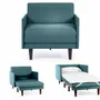 Armchairs - PACHA 80 MEDIUM 1-seater French armchair bed with removable armrests: Colour - Fabric / AQUAMA GREEN - Filo - Green - LIKOOLIS
