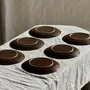 Everyday plates - Set of 6 vintage brown stoneware dessert plates D21 - OFFICE OBJETS