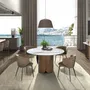 Console table - Oval half-round console table in porcelain marble and bronze-coloured - ANGEL CERDÁ