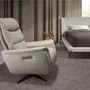 Fauteuils - Fauteuil pivotant en cuir gris - ANGEL CERDÁ