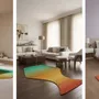 Contemporary carpets - Contemporary Hand Woven Matka Wool Area Rug - "Noora - Sunfire Meadow" - NUZRAT CARPET EMPORIOUM