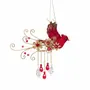 Autres décorations de Noël - MET.JEWEL BIRD W/DANGLES ORN GLD/RD 16CM - GOODWILL M&G