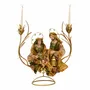Crèches et santons - FABR.MET.HOLY FAMILY CANDLE HOLDER TT GLD/GRN 68CM - GOODWILL M&G