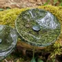 Décorations florales - Petite fleur ronde en verre pour l'extérieur de couleur transparente et noire avec tige en acier inoxydable de 43 cm - CARNEOL GLASS