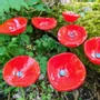 Floral decoration - Medium -sized glass calabel flower for outdoor in red colour with 43 cm stainless steel stem. - CARNEOL GLASS