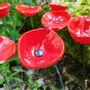 Floral decoration - Medium -sized glass calabel flower for outdoor in red colour with 43 cm stainless steel stem. - CARNEOL GLASS