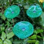Floral decoration - Round small glass flower for outdoor use in green, dark blue, white colour with 43 cm stainless steel stem - CARNEOL GLASS
