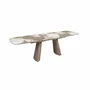 Dining Tables - Extendable barrel-shaped oval dining table in porcelain marble and metallic taupe steel - ANGEL CERDÁ
