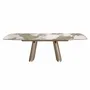 Dining Tables - Extendable barrel-shaped oval dining table in porcelain marble and metallic taupe steel - ANGEL CERDÁ