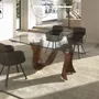 Tables Salle à Manger - Table à manger ovale en forme de tonneau en verre trempé et noyer - ANGEL CERDÁ