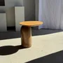 Other tables - Solid teak side table with circular top with column base H51.5 D - OFFICE OBJETS