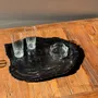 Platter and bowls - Very large empty pouch or dish in black petrified wood D35 - OFFICE OBJETS